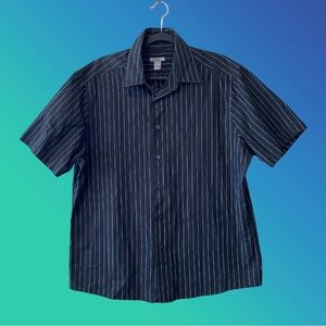H & M Mens XL Navy Shirt with White Pinstripes
